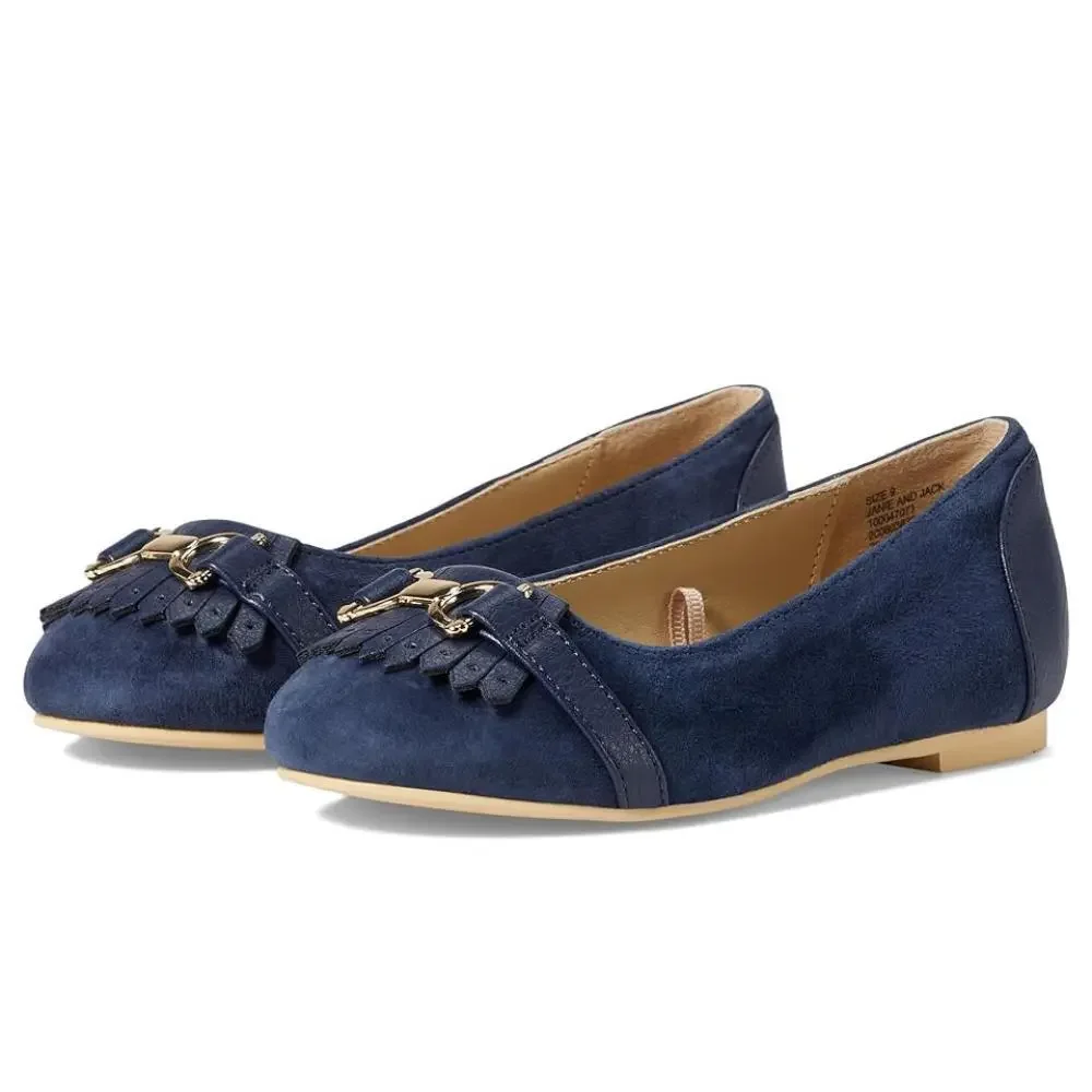 Janie and Jack Bridle 100047071 Toddler US 9M Blue Suede Bit Ballet Flat JZZ1194 - Picture 7 of 10